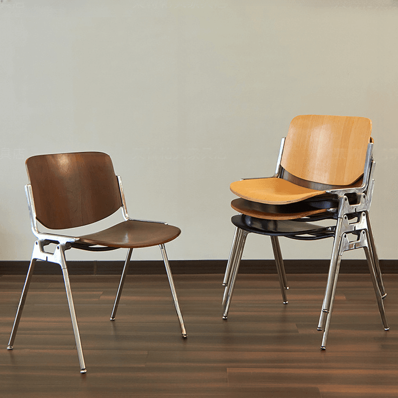 Old School Ventilated Back Armless Chair with Ink/Metallic Metal Legs, Nestable thumbnail 16