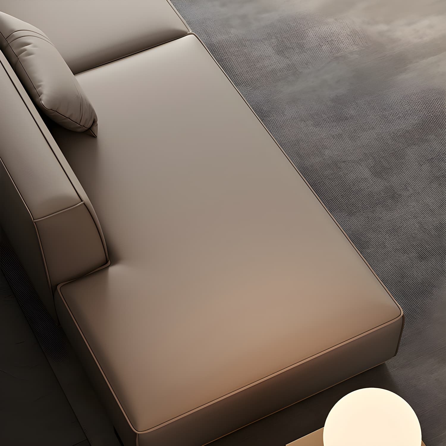 Modern Gray Faux Leather Sofa Chaise with Square Arms and Pine Wood Legs thumbnail 6