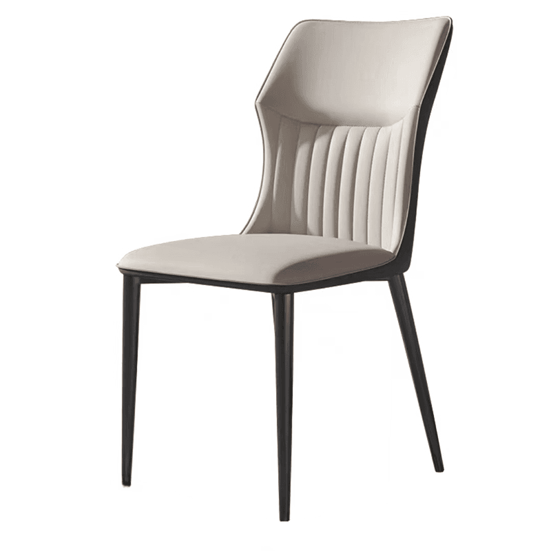 Minimalist Side Chair with Closed Back, Padded Upholstery, and Ink Metal Legs thumbnail 3