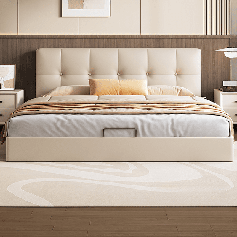 Solid Color Stitch-tufted Panel Bed with Panel Headboard and Sponge Upholstery thumbnail 2