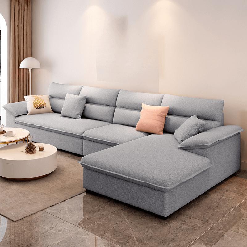 Modern Cotton and Linen L-Shape Sofa Recliner with Concealed Support thumbnail 6