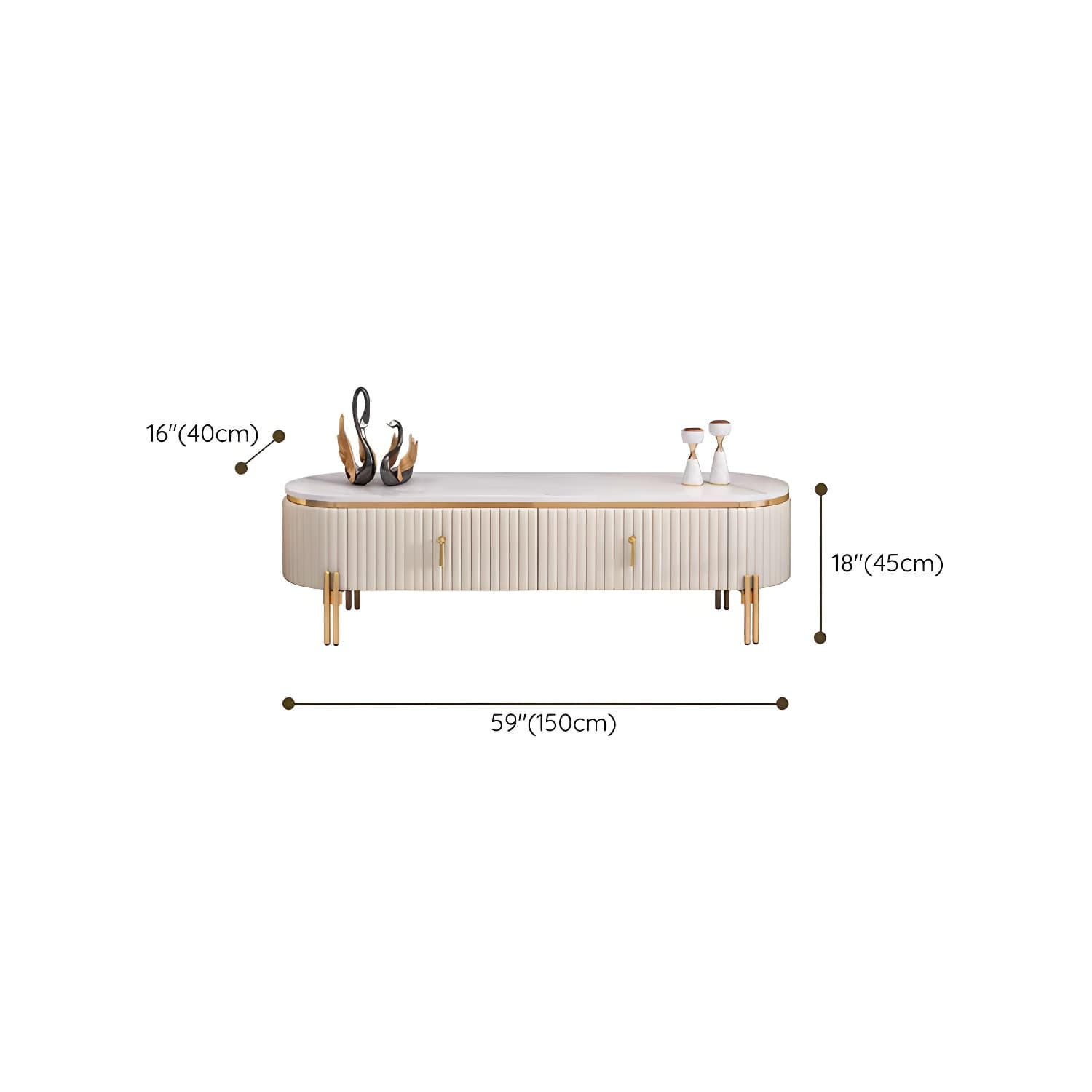 White TV Cabinet Modern Style TV Stand with Storage for Living Room thumbnail 9
