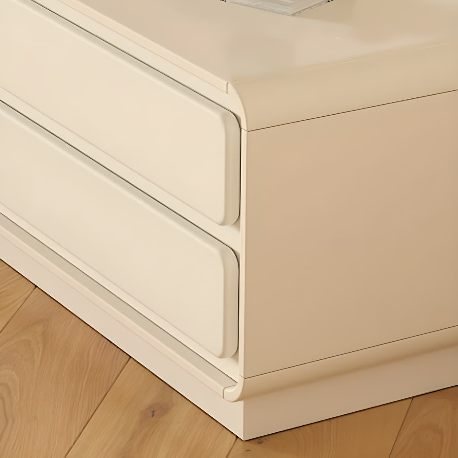 White Modern TV Stand with Low Height, 4 Drawers, 1 Cabinet and Legs - Full Assembly Needed thumbnail 6