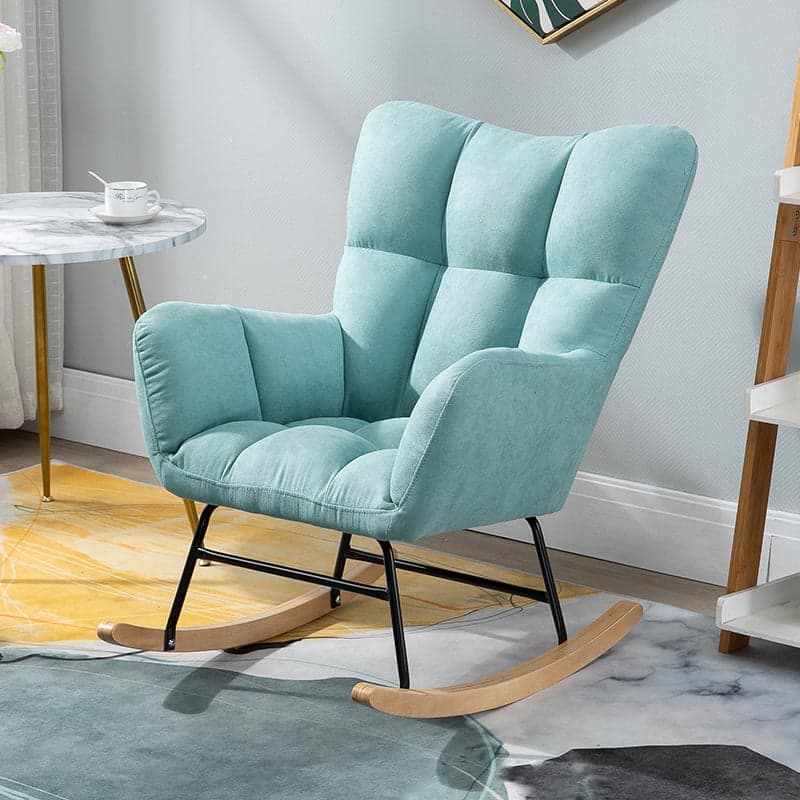 Modish Upholstered Cushioned Rocking Accent Chair 2 Piece Set with Footstool & Recessed Arm, Scratch-tolerant thumbnail 8
