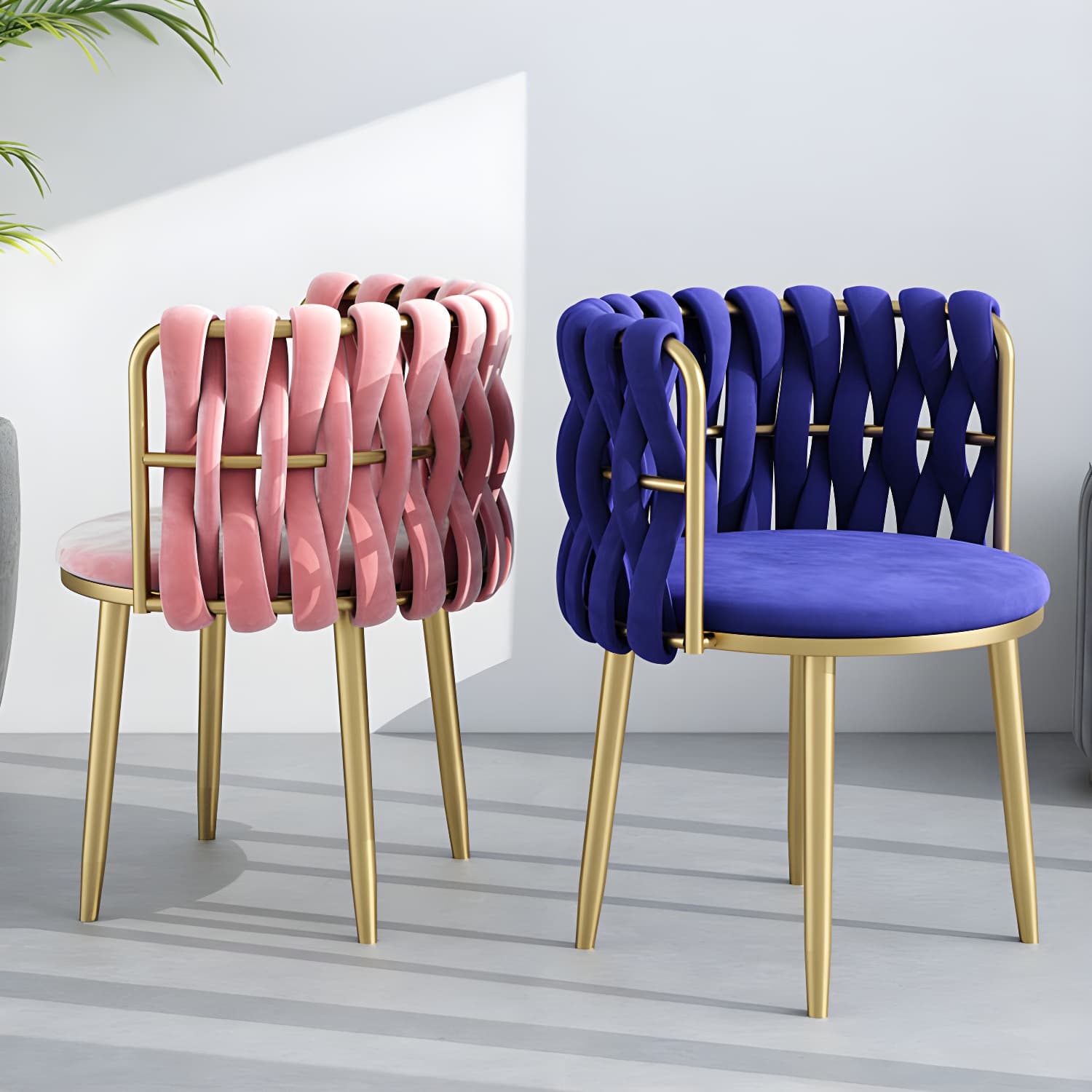 Nordic Metal Dining Room Chairs Velvet Armless Dining Chairs for Restaurant thumbnail 7