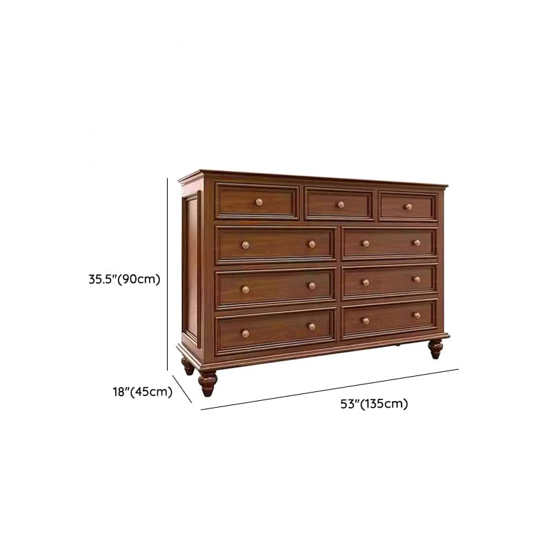 Cocoa Trendy Ash Wood Console Dresser/Semainier with 9/7/6 Drawers, Integrated Cable Management, Horizontal/Vertical thumbnail 11