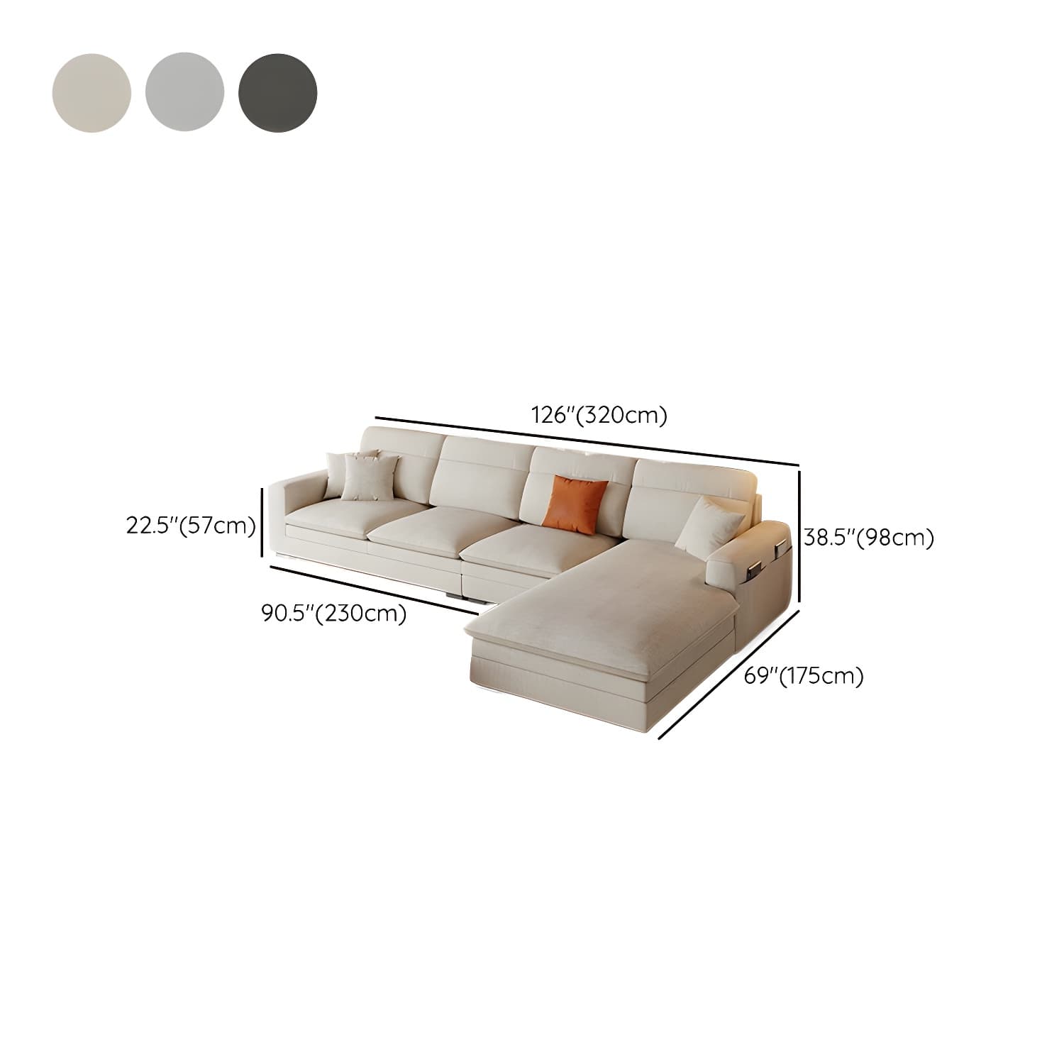 Contemporary Square Arm Sectional Sofa with Pillows and Storage thumbnail 14