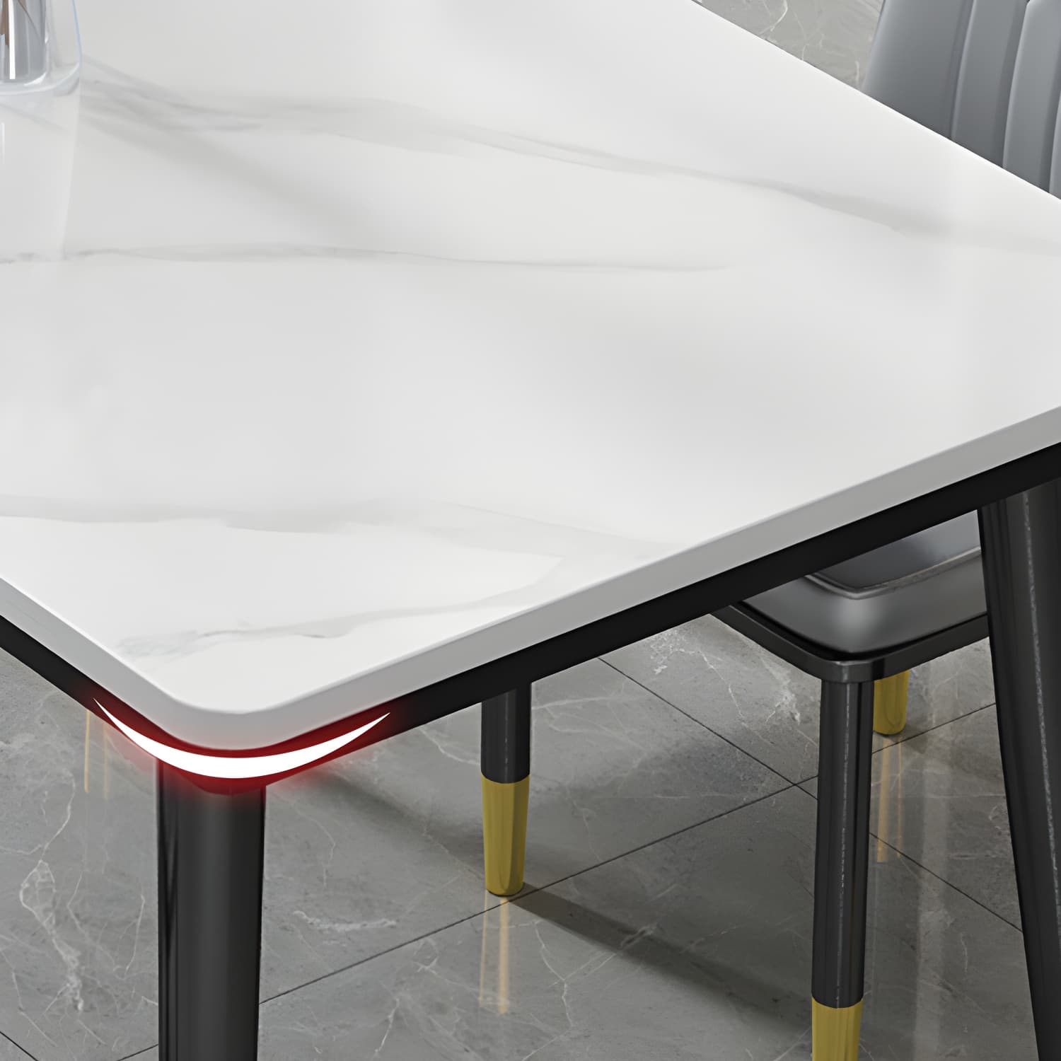 Industrial Standard Rectangle Shape Dining Table Sintered Stone Top Dining Table for Kitchen thumbnail 7