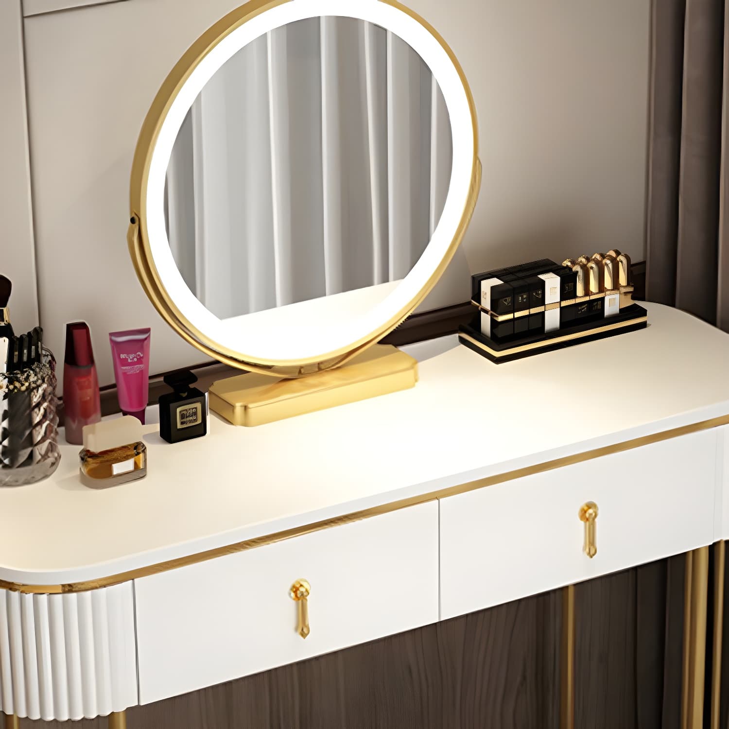 Glam 29.52" Height Makeup Vanity Set with Drawer and Mirror Vanity thumbnail 12