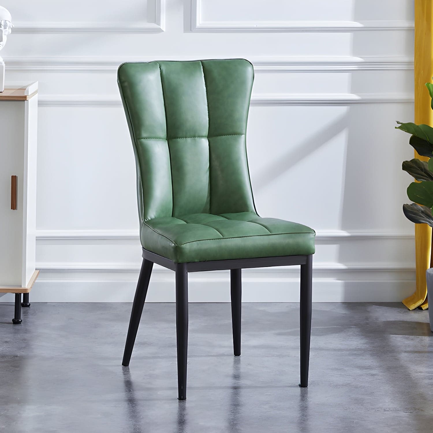 Upholstered Armless Dining Chairs Solid Back Side Chairs with Metal Legs thumbnail 7