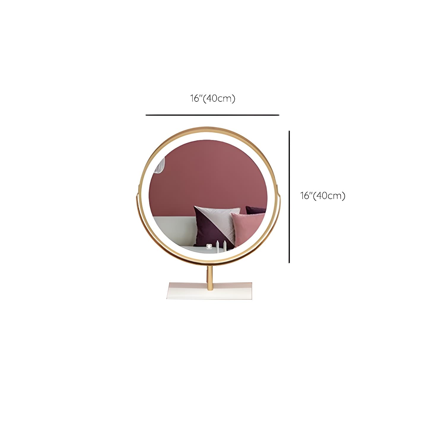 Contemporary Bedroom Metallic Lighted Mirror With Drawer Makeup Vanity Set thumbnail 24