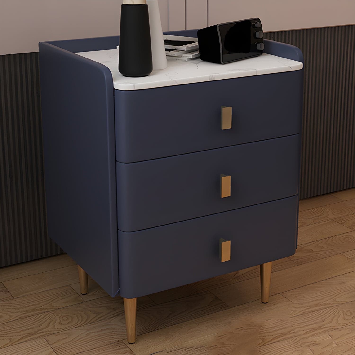 Glam Drawers Included Accent Table Nightstand 22.5" Tall with Legs thumbnail 2