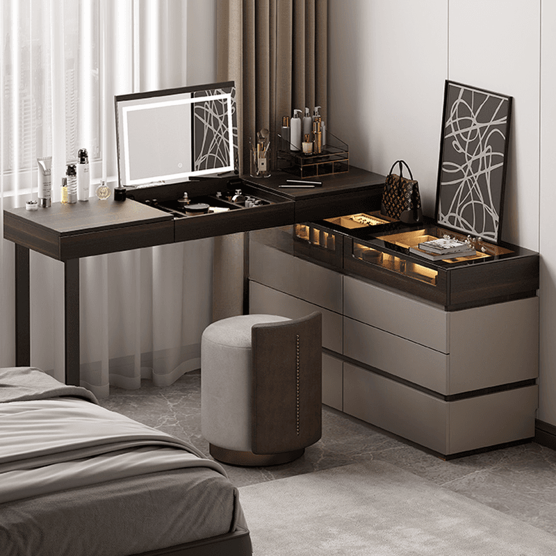 Space-saving Vanity Set with 7/11 Drawers, Lighting, Dividers, 2-in-1 Design, and Adjustable Touch Brightness thumbnail 3