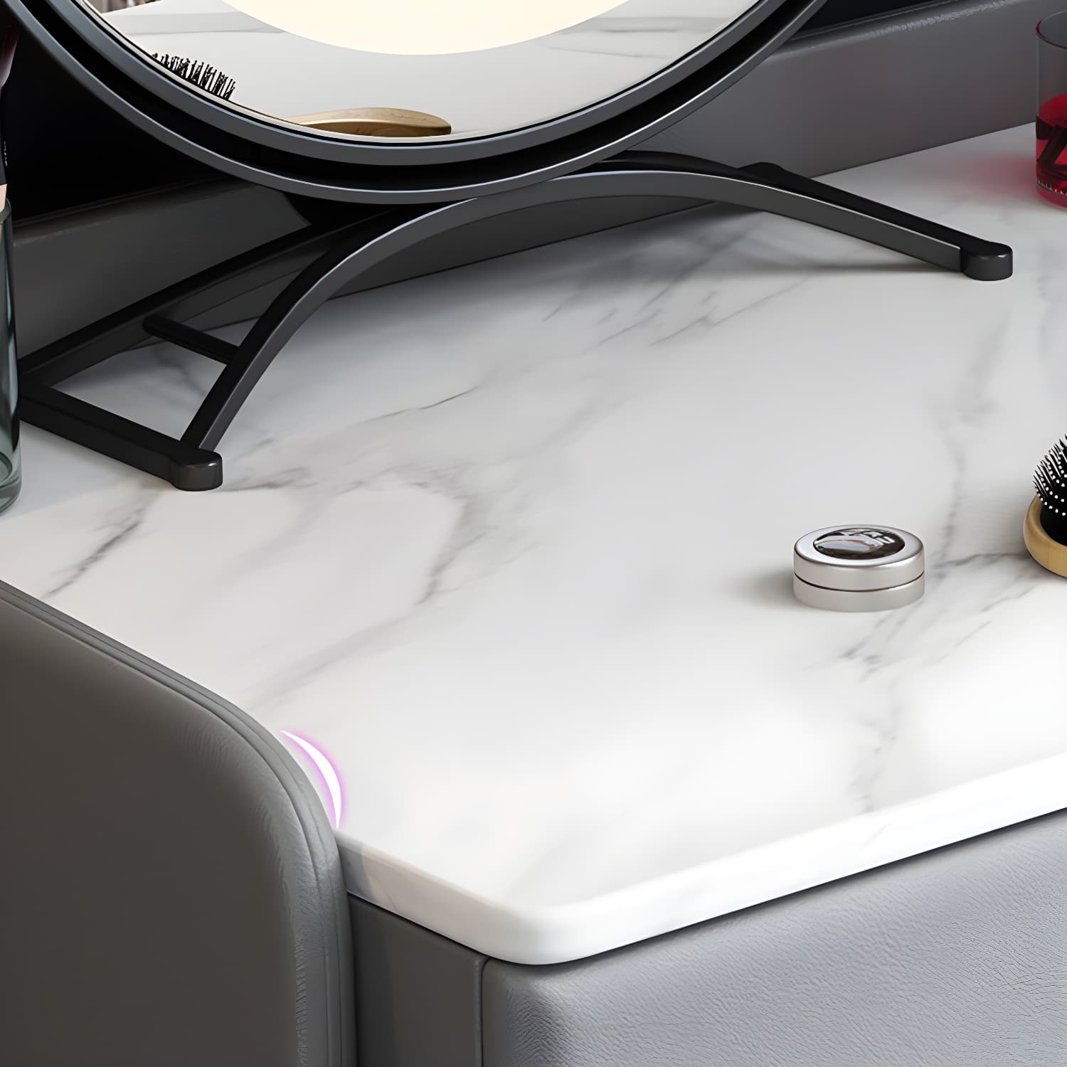 Contemporary Make-up Vanity with Stone Top and Metal Legs for Bedroom thumbnail 11