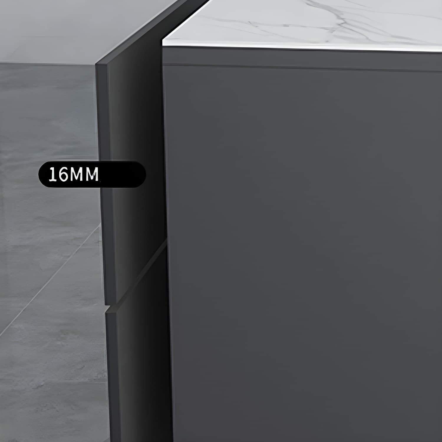 White Modern Wood Server with Stone Countertop and Cabinet Included thumbnail 6