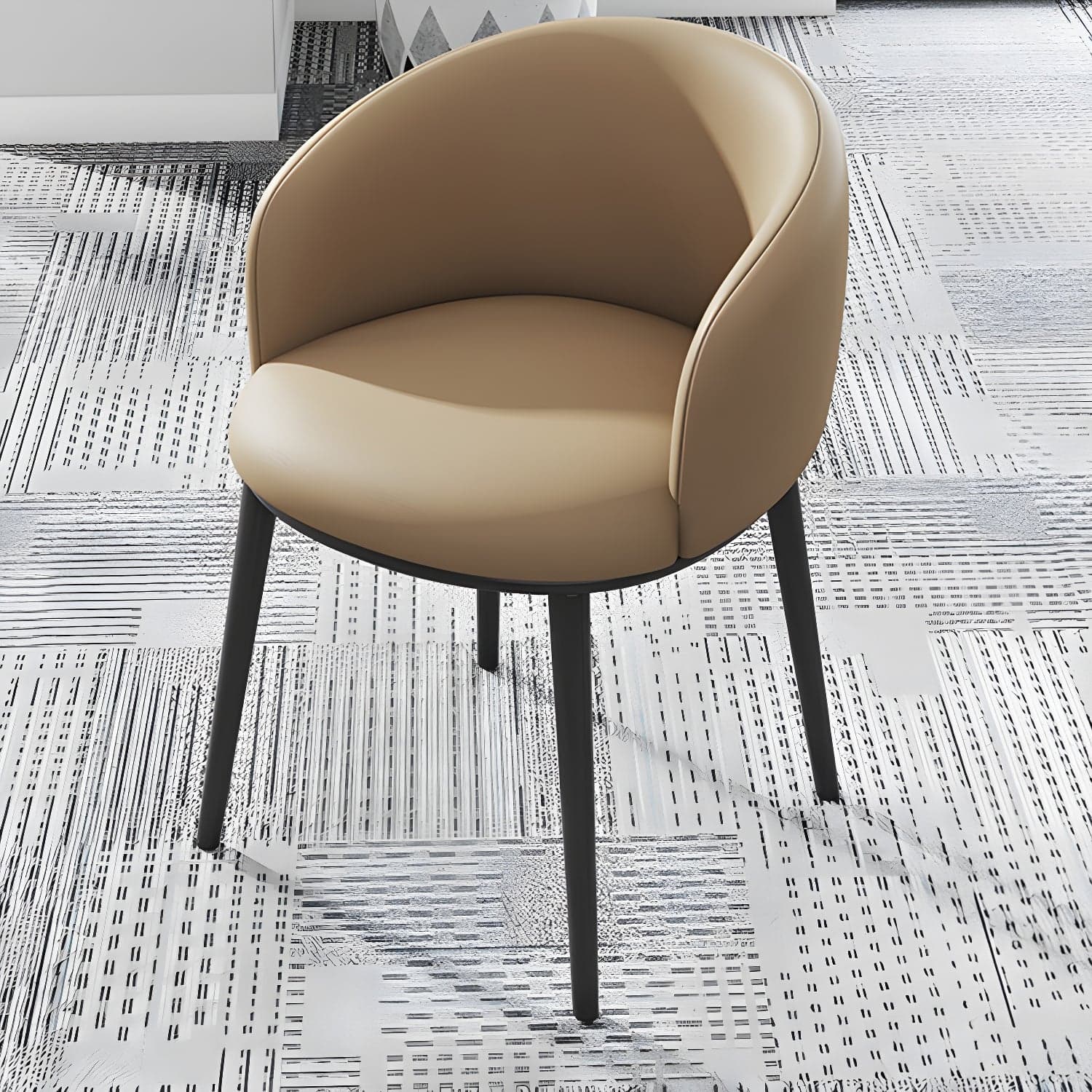 Modern Upholstered Home Arm Chair Solid Back Matte Finish Dining Chair thumbnail 4