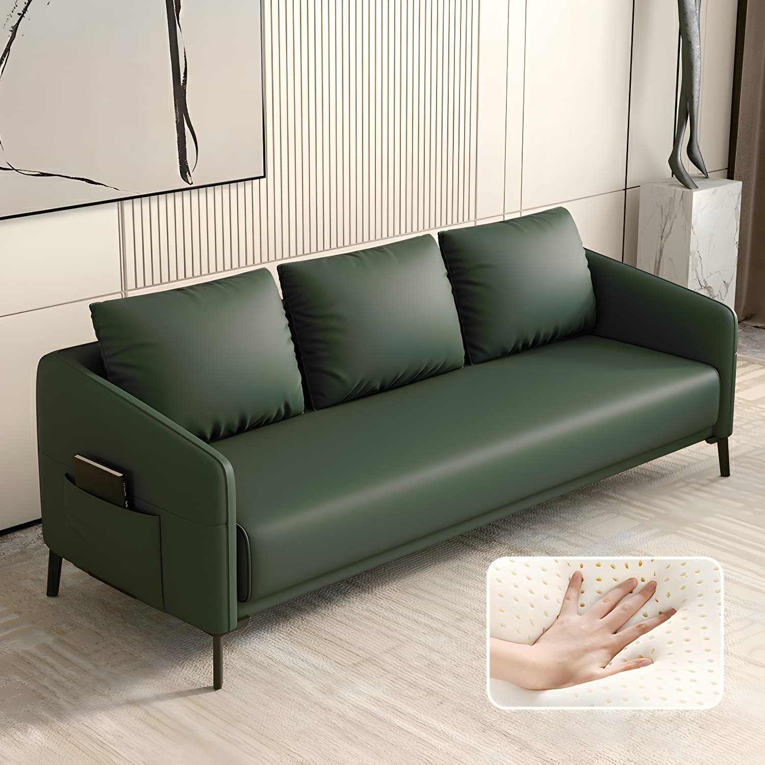 Modern Wood Frame Standard Sofa with Square Arms in Solid Color & Tear Resistant thumbnail 13