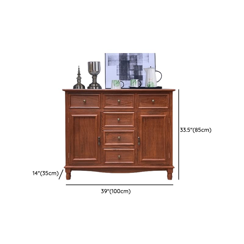 Traditional Wood Server in Espresso with 3 Drawers/4 Drawers/6 Drawers, Cabinet & One Internal Shelf/2 Shelves Included/Not Included thumbnail 22