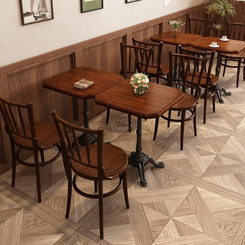 Standard Table Height Fixed Dining Table in Sand with a Natural Wood Tabletop for 2 in a Simplistic Style thumbnail 4