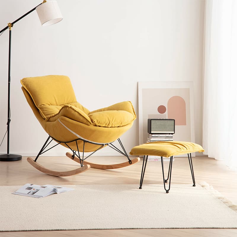 Stylish and Comfy Modern Rocking Chair with Natural Wood Legs and Slipcover thumbnail 17
