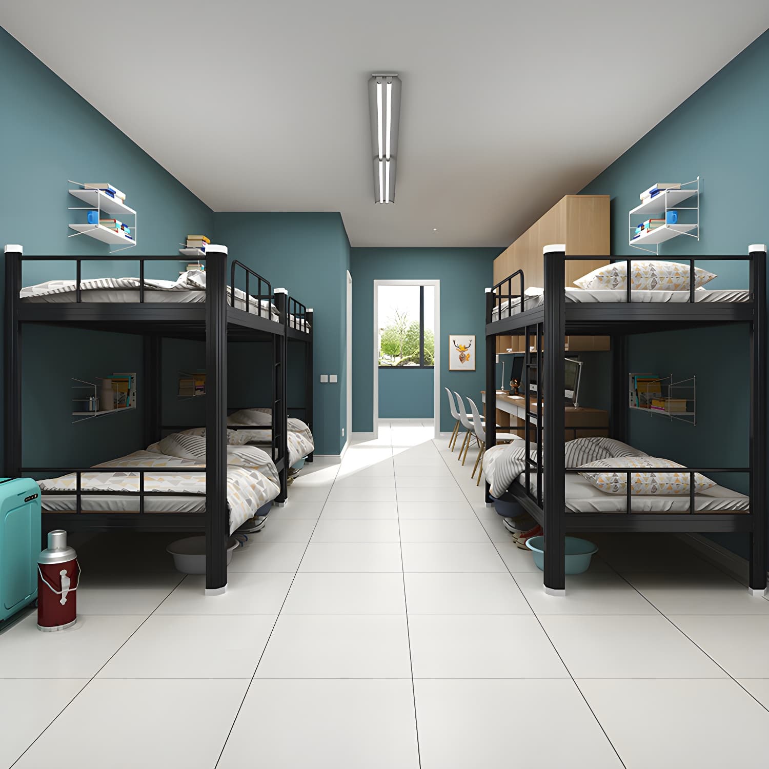 Modern Bunk Bed Dormitory Bedroom Metal Bed Frame with With Headboard and Footboard thumbnail 13
