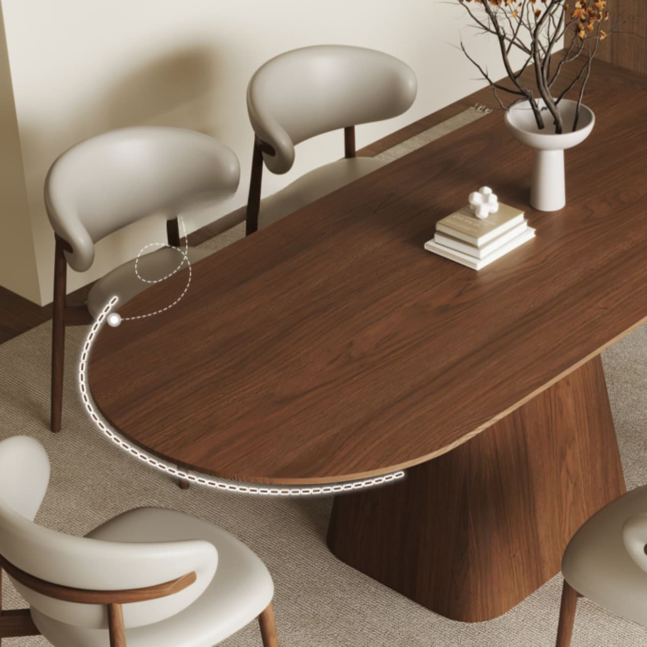Art Deco Elliptical Wood Dining Table Set Dining Table for 6/Seats 4 thumbnail 7