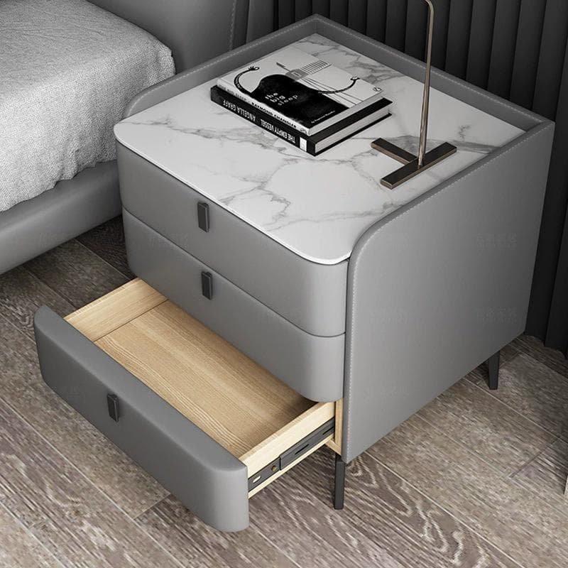 Modern Wooden 3-Drawer Nightstand Stone Countertop with Legs Partial Assembly Required thumbnail 13