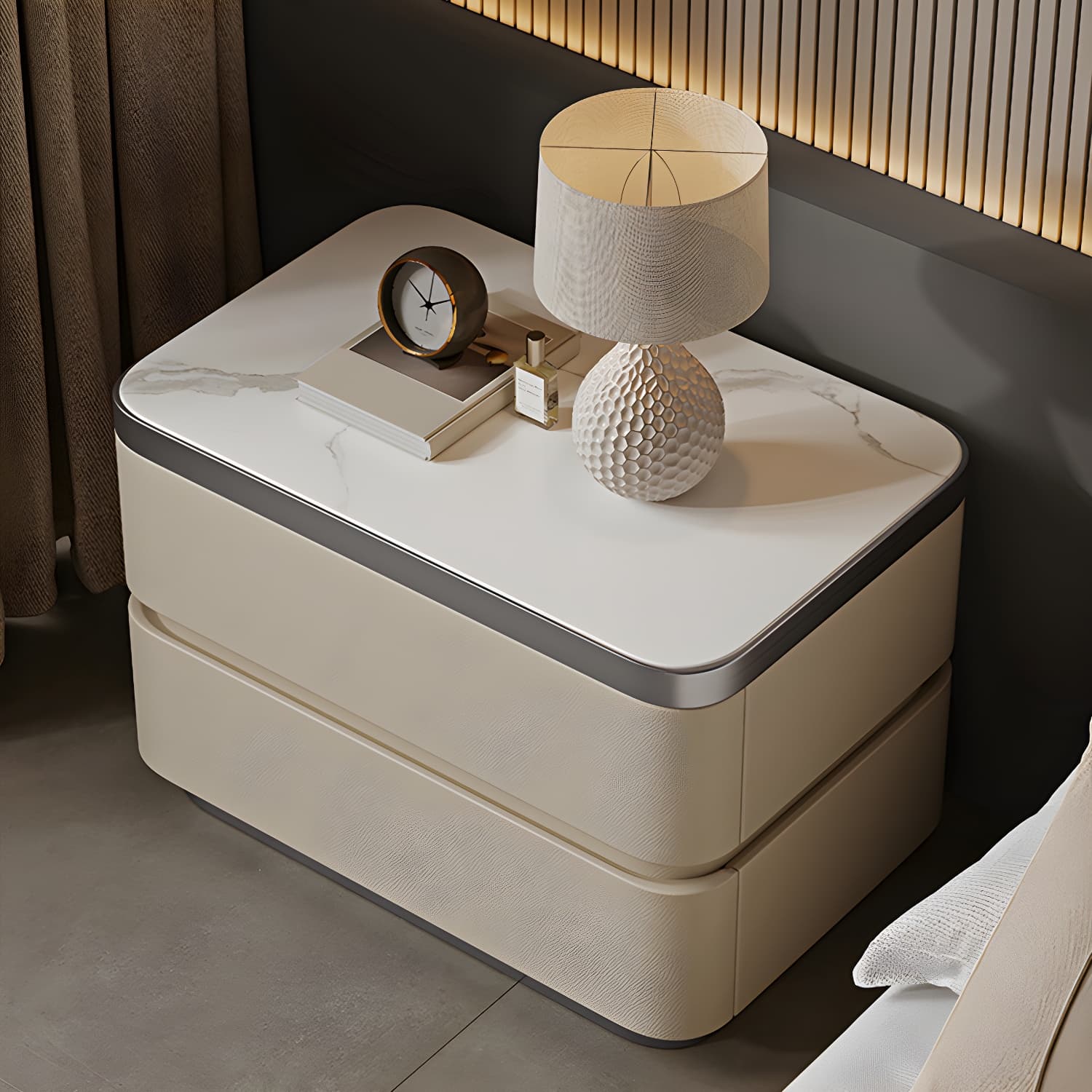 Scandinavian Bedside Cabinet Made of Solid Wood with Two Drawers for Bedroom thumbnail 13