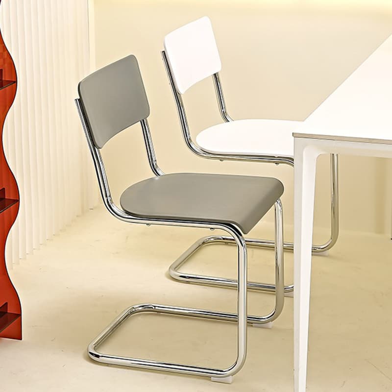 Cantilever Stable Armless Chair with Foot Pads, Open Back and Metal Base in a Modern Style thumbnail 10