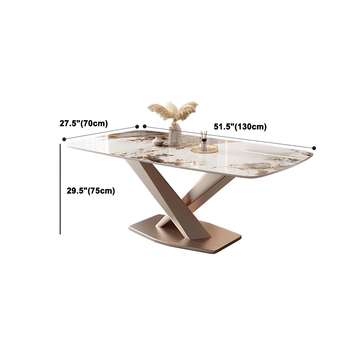 Modern Sintered Stone Top Dining Set Rectangle 1/2/5/7 Pieces Dinette Table Set in Gold thumbnail 11