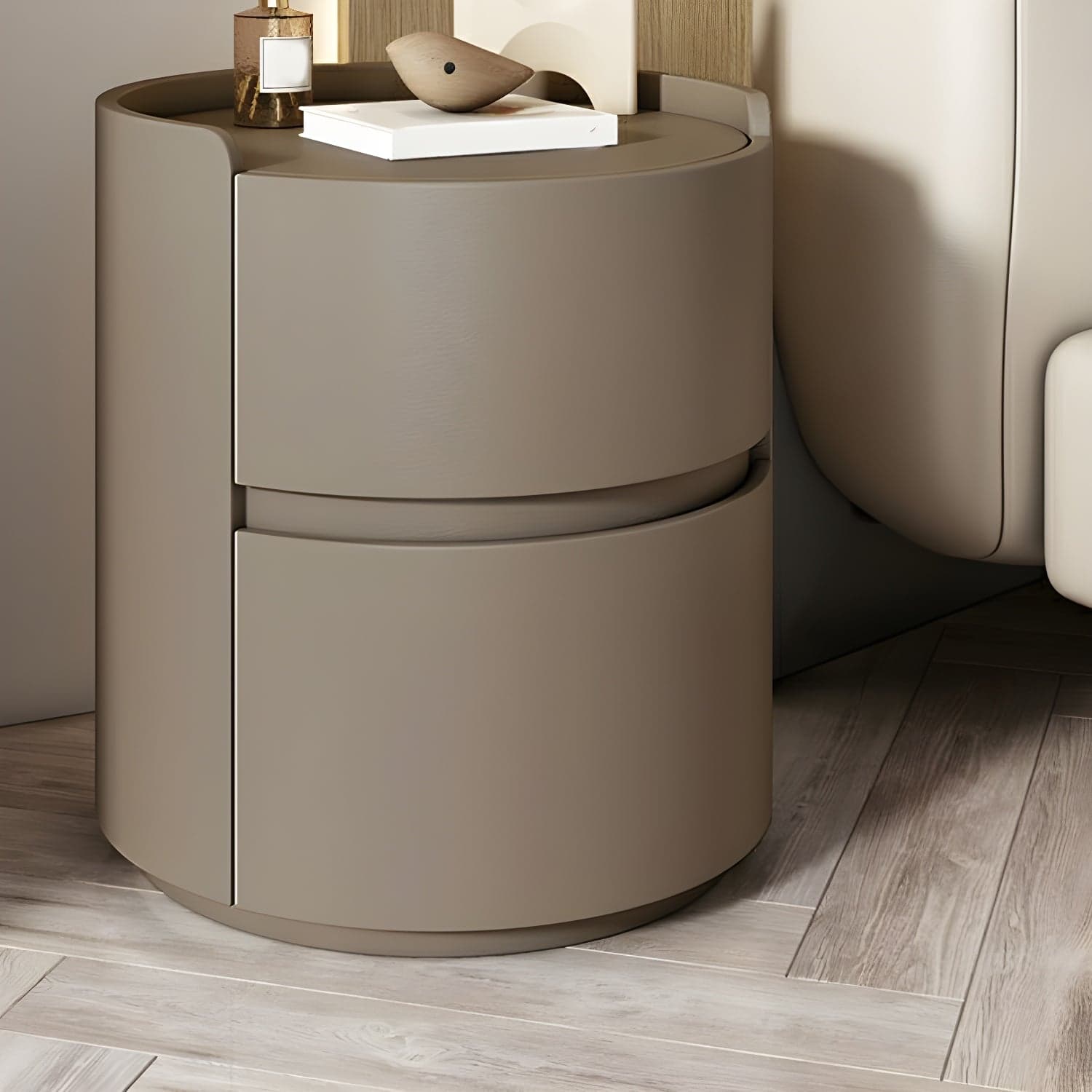 Small Under 21'' Manufactured Wood No-Light Modern Drawer Storage Nightstand in Natural Finish thumbnail 7