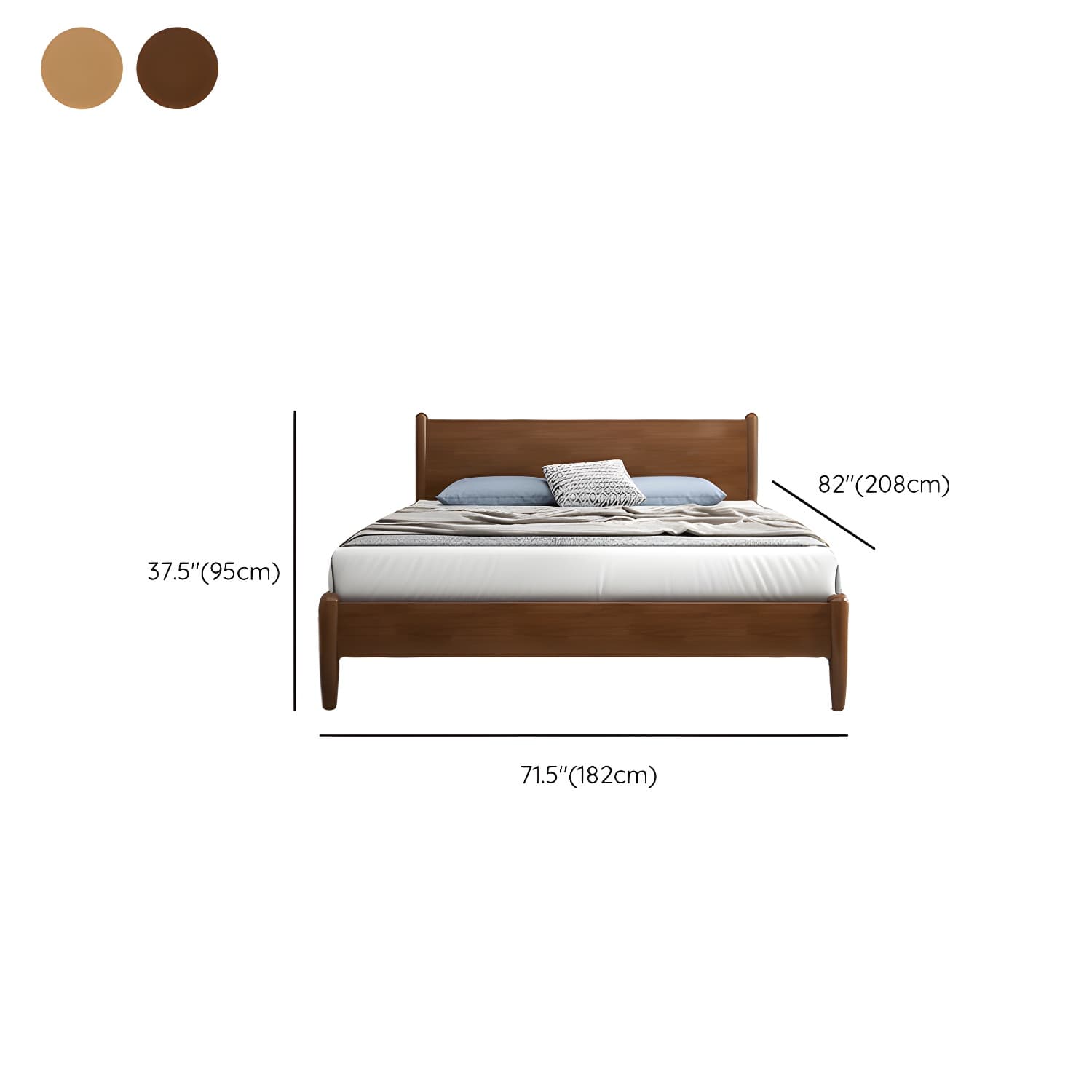 Northern European Solid Wood Bed Frame Mattress Included Panel Bed with Headboard thumbnail 13
