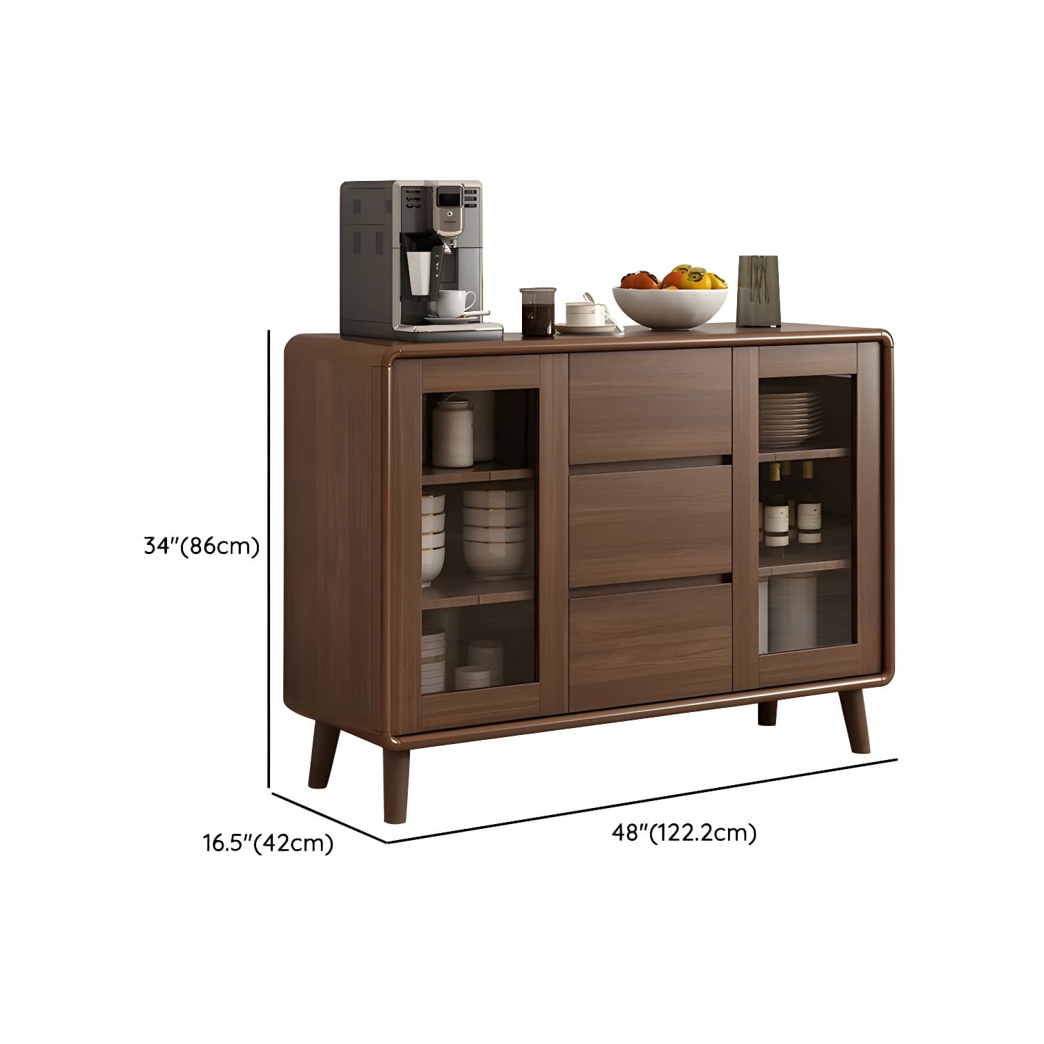 Modern Brown Wood Sideboard with Cabinets and Drawers - Stylish and Functional Buffet for Storage thumbnail 14