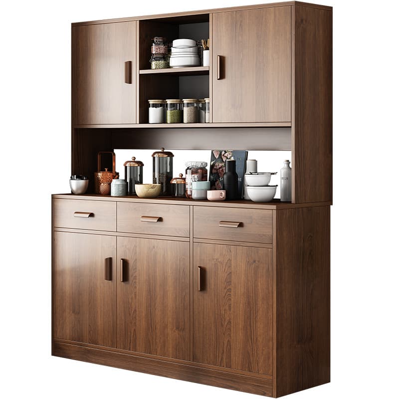 Trendy Narrow Kitchen Cabinet Base with Multiple Drawers and Doors, 2/3 Interior Shelves, Compartment Storage, and Lumber Countertop thumbnail 7