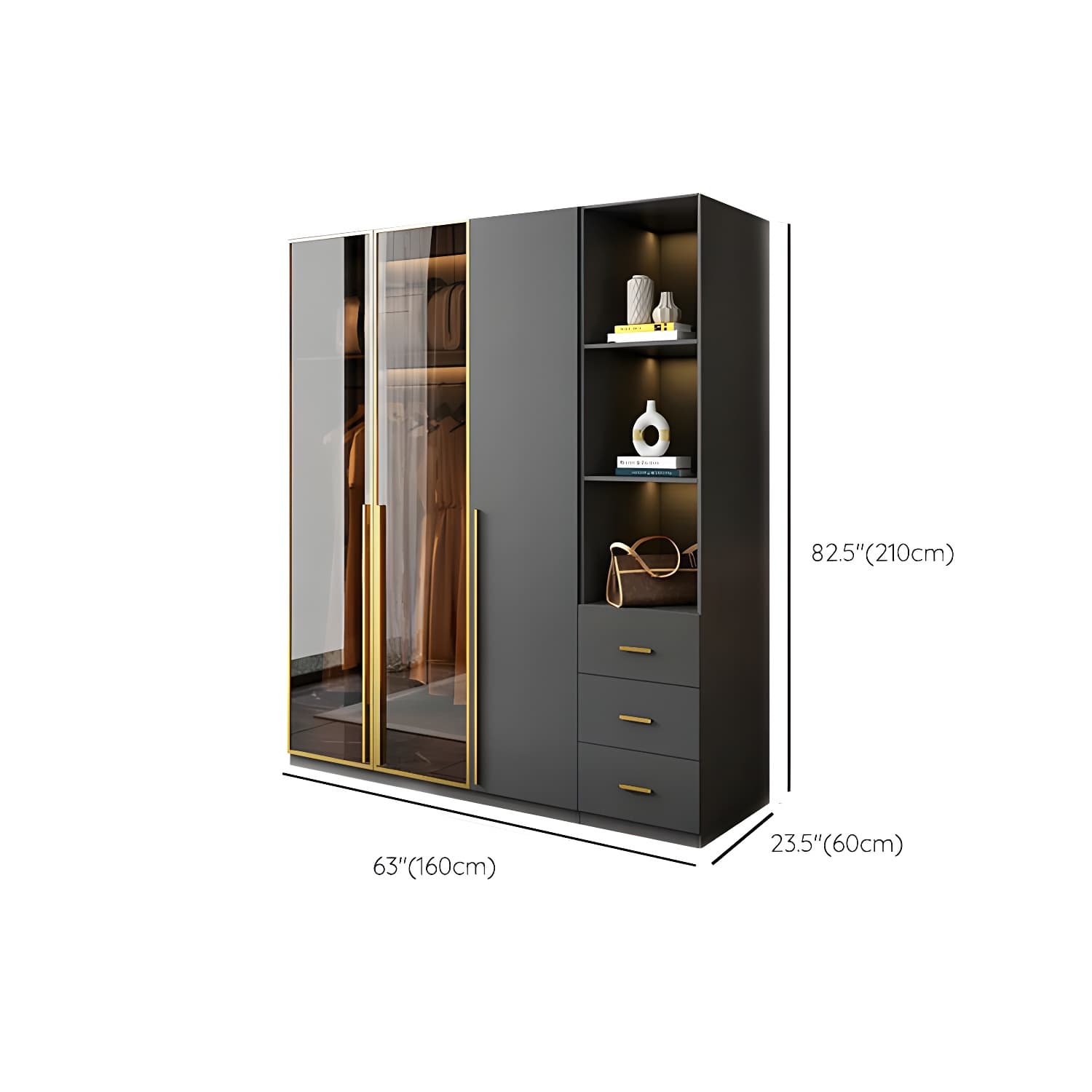Modern Glass Wardrobe Wardrobe Armoire Wardrobe Cabinet for Home thumbnail 19