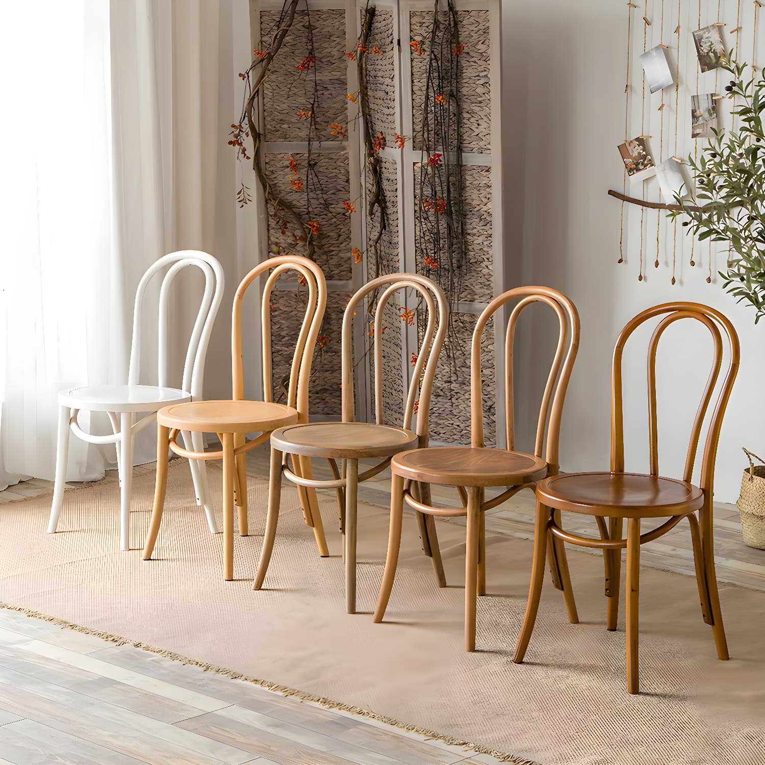 Modern Solid Beech Wood Chairs Kitchen Dining Windsor Back Side Chair Set thumbnail 17