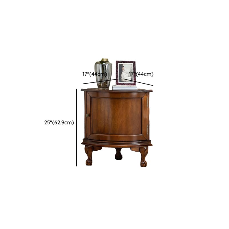 Traditional Medium Brown Corner Accent Cabinet with Wood Countertop and Exterior Shelving thumbnail 12