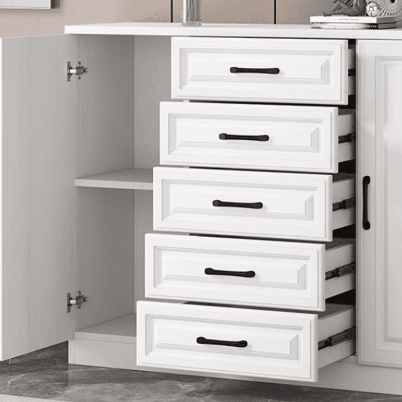 Modern Standalone Timber Utility Cabinet with Storage Drawer and Pull Bars in White thumbnail 5