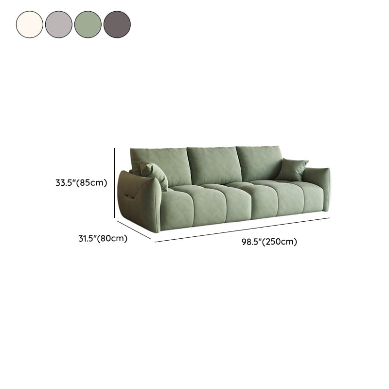 Modern Solid Color Scratch-defiant Standard Sofa in Light Gray/Emerald Green/Auburn, 3-seater with 2 Pillows thumbnail 17