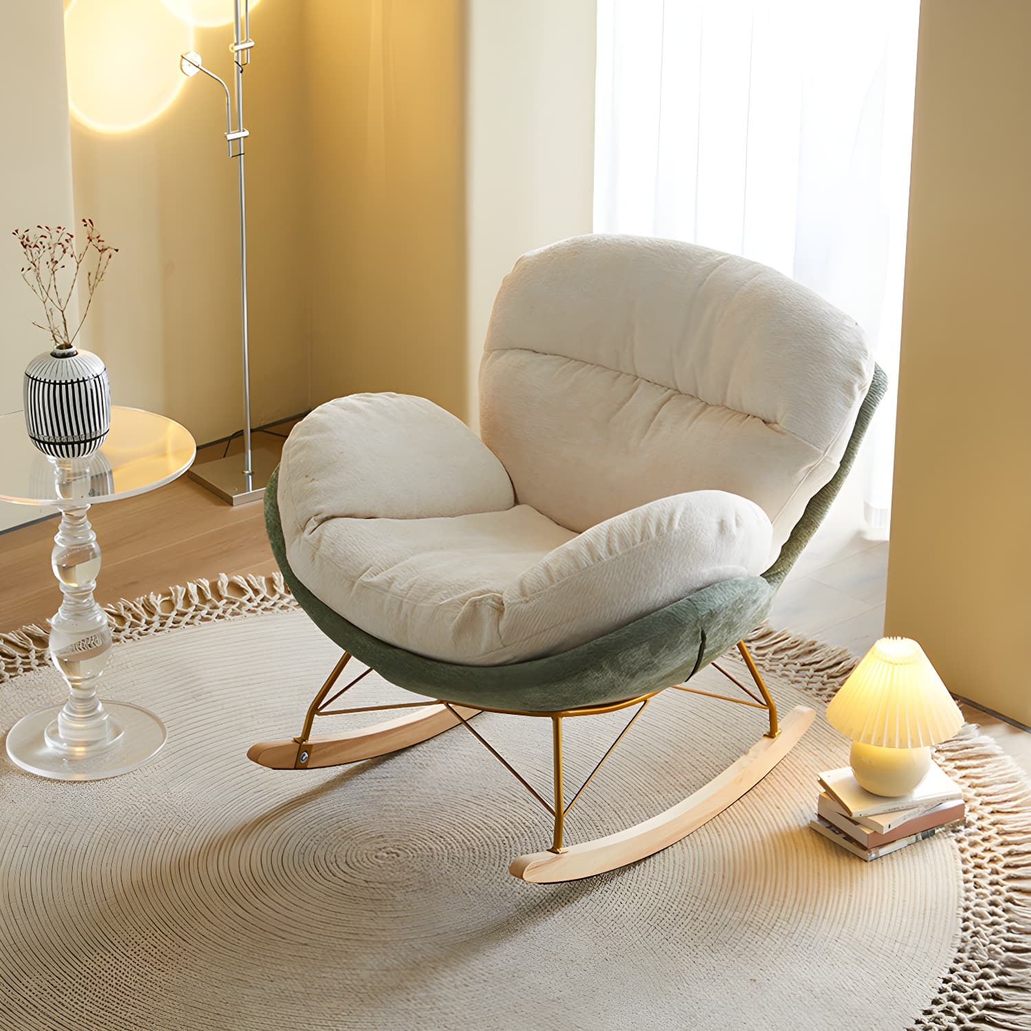 Scandinavia Rocking Accent Chair with Removable Cushions in Solid Wood thumbnail 18