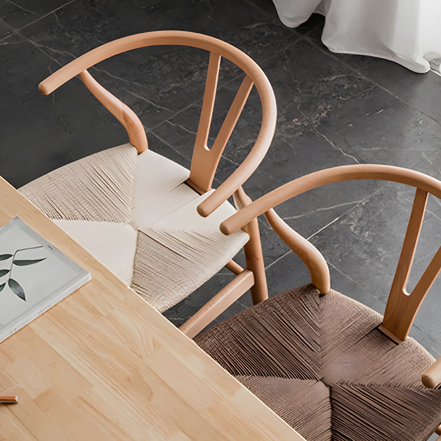 Scandinavian Style Wood Dining Chair Dining Room Wishbone Chair with Arm thumbnail 27