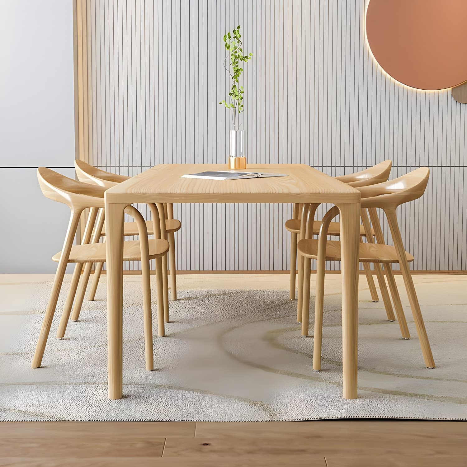 Modern Rectangle Wood Dining Table 1/5/6/7 Pieces Dining Set for Dining Room thumbnail 4
