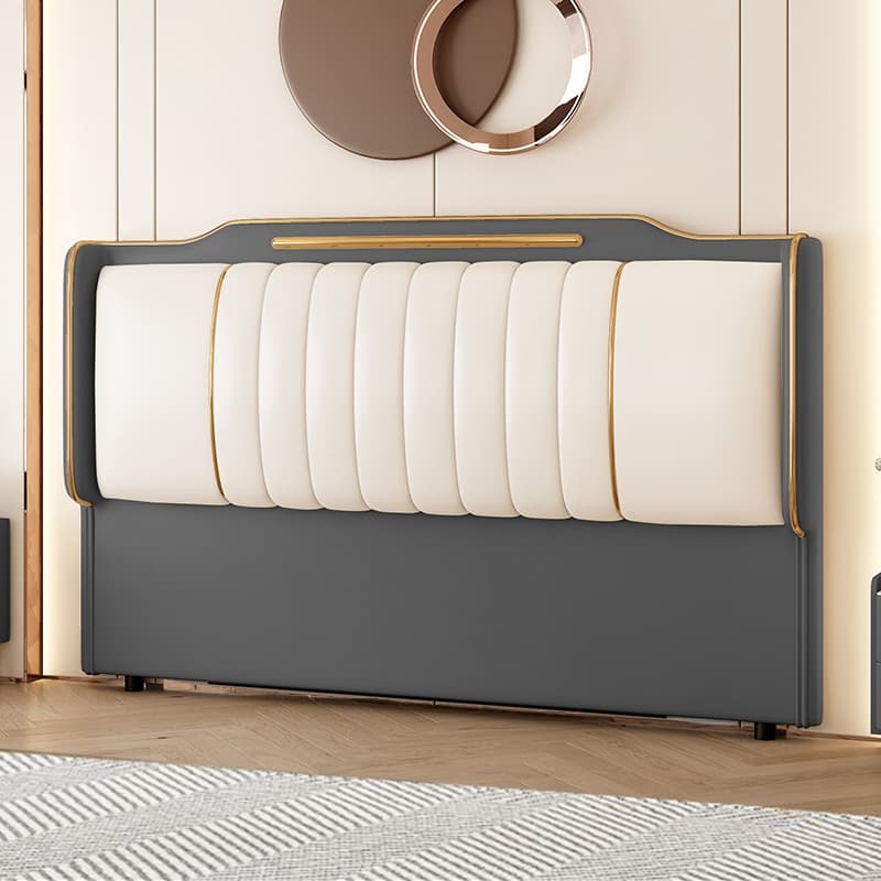 Simplistic Style Wingback Headboard with No Distressing in Pine Wood, Featuring Camelback Shape for King/Queen/Full Bed, Sponge Upholstery Fill, and Standard Height thumbnail 6
