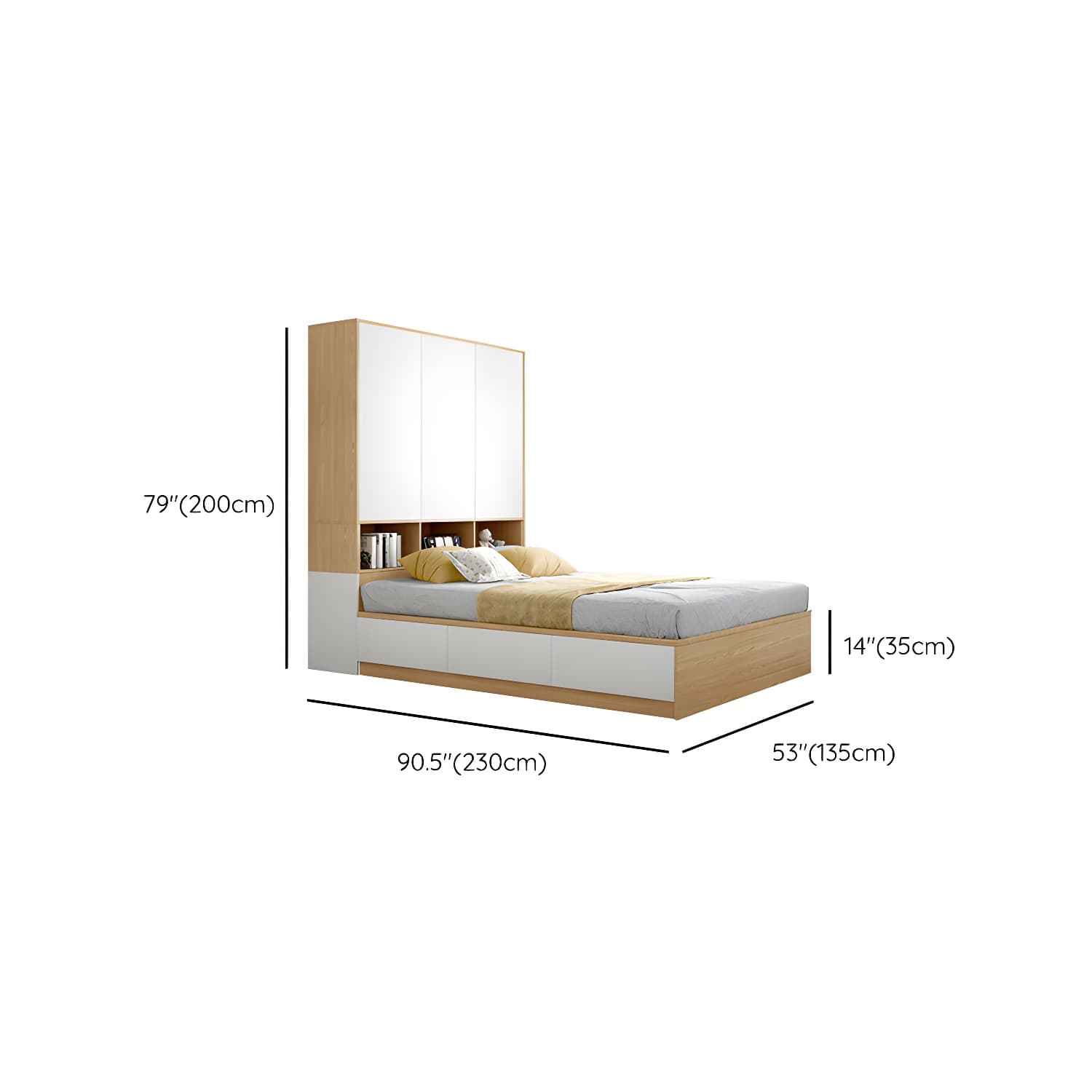 Modern Wood Platform Bed Frame Natural No Distressing Bookcase thumbnail 15