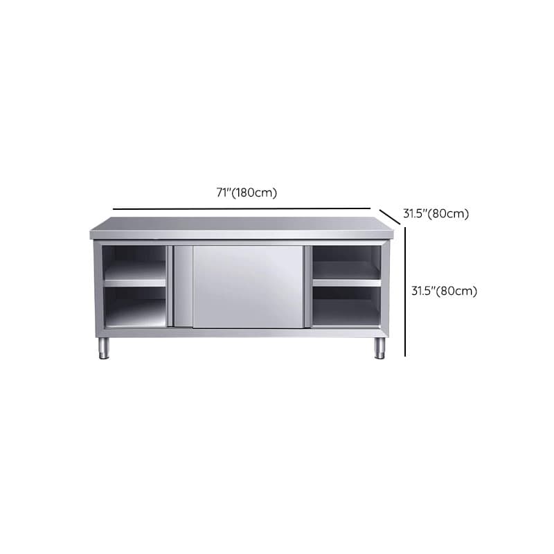 Silver Scullery Sink Cabinet with Reflecting Stainless Alloy Countertop, Self-supporting and Culinary Equipment Storage thumbnail 16