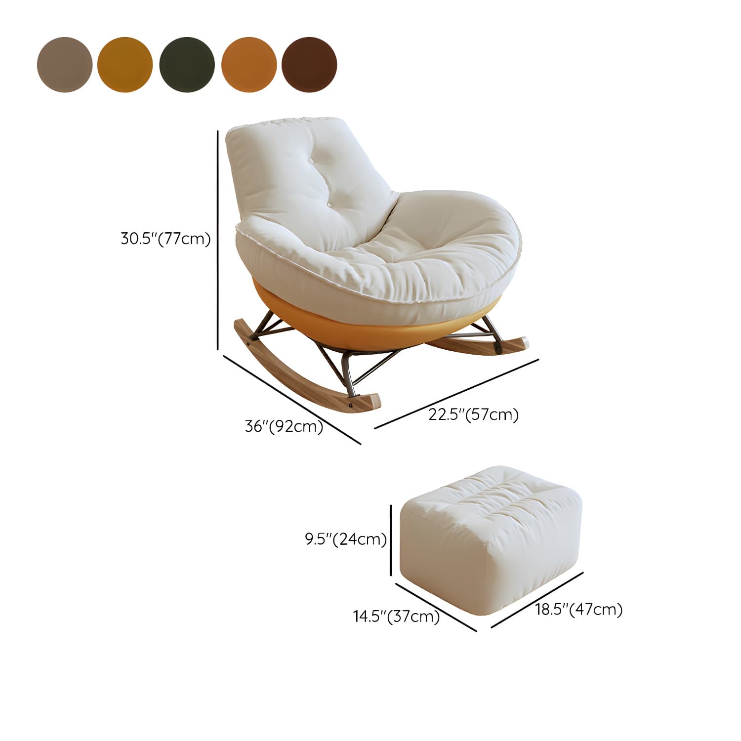 Indoor Contemporary Rocking Chair with Beige Upholstered and Wood Legs thumbnail 22