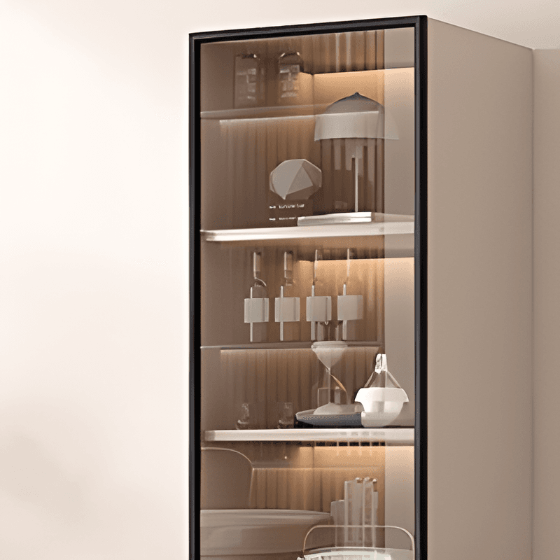 Simple Rectangular Standalone Accent Cabinet with Closet, Laminate Countertop, Glazed Door, and Sand Top thumbnail 6