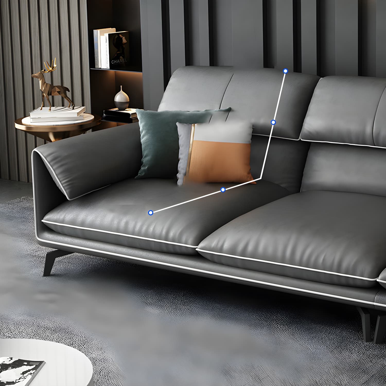 Modern Gray Stationary Sectional Sofa with Wood Frame and Pillow Top Arm thumbnail 9