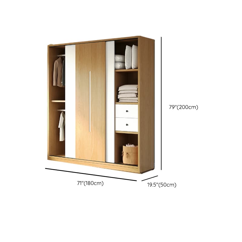 Natural Color Minimalist Cabinet Armoire with Soft Close Drawer, Soft Close Door & Interior Shelves thumbnail 13
