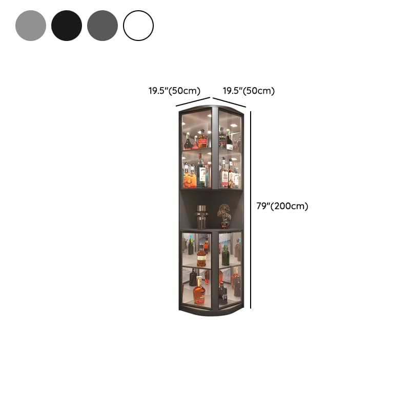Modern Gray Corner Accent Cabinet with Glass Doors and 2 Shelves thumbnail 11